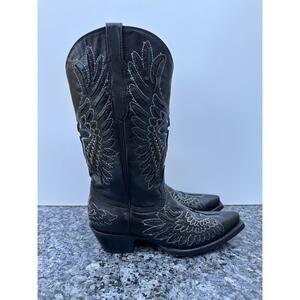 El General Cowboy Boots Leather Black Mens Size Mex 25/ US 8